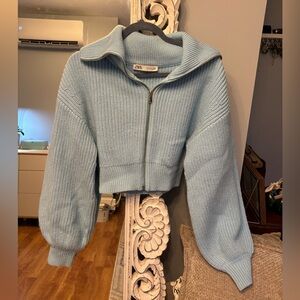 Zara Soft Blue Knit Cardigan